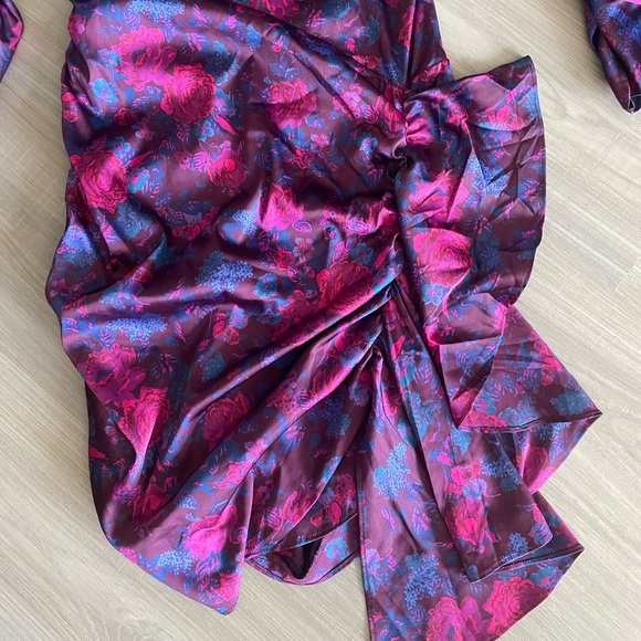 For Love & Lemons Endless Floral Puff Sleeve Bodycon Dress - Picture 3 of 5